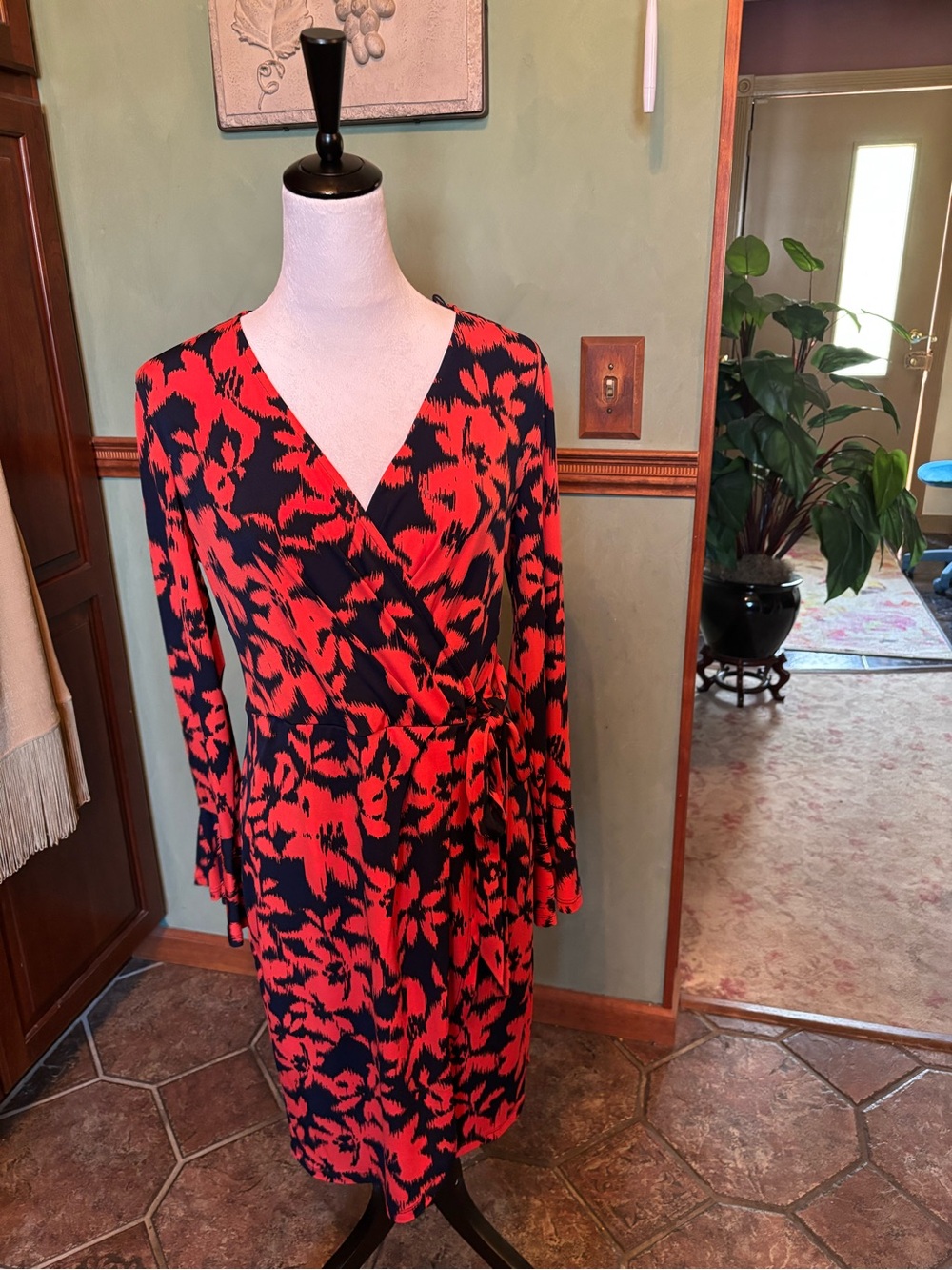 London Times Red & Black dress with bow